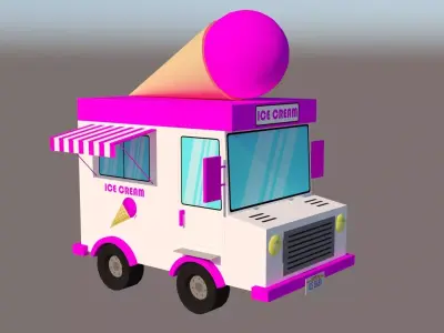Ice Cream Van Low-poly 3D model