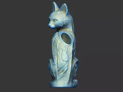 cat vase tulip floral house plant art animal statue pet royal 3D print model
