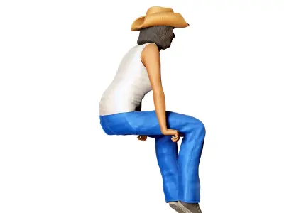 N1 Woman sitting on the back of pickup truck 3D print model