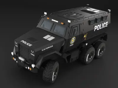 SWAT Truck Low-poly 3D Model 3D model
