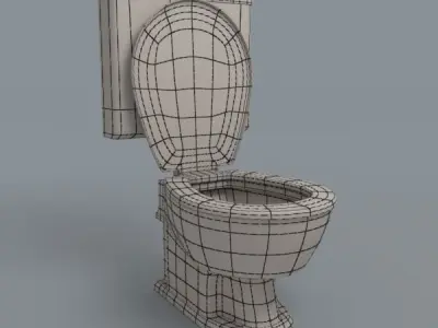 European Lavatory Low-poly 3D model