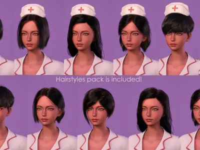Nurse Doctor Girl - Stylized Casual Anime Realistic Character Low-poly 3D model