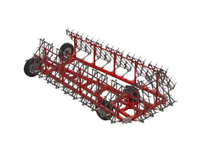WG0012 - Complete range of 4 semi-mounted heavy toothed harrows  3D model