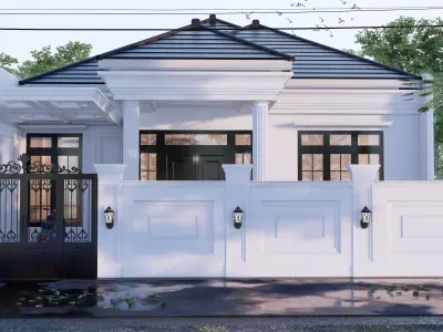 White Classic Luxury house Full Interior and furniture 3D model