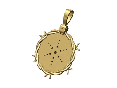 Star diamond cluster barbwire thornes pendant with bail 3D print model