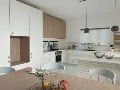 White Minimalist Kitchen 3D model