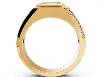 Man Signet Ring With Emerald 3D print model