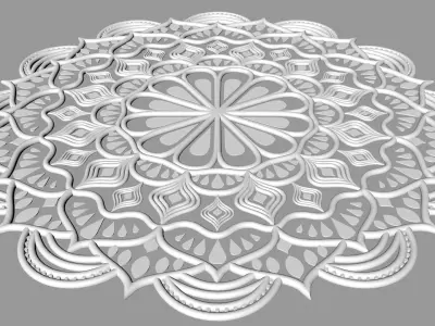 White coloured mandala 3D model