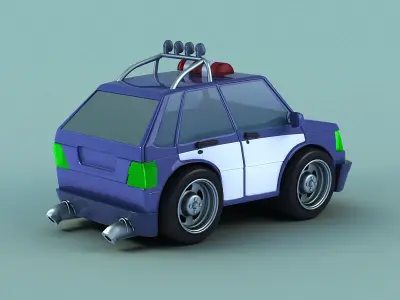 Super Cartoon police car  toy police animated police car 3D model