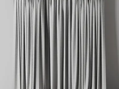 Curtain with rod 12 bule curtain HBH Low-poly 3D model