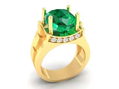 Luxury Emerald Gemstone Ring for Men 343 3D print model
