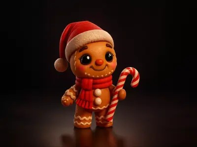 Adorable Gingerbread Man Christmas Holiday Cookie Character 3D print model