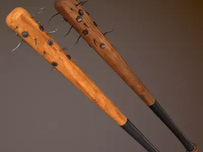Bloody and Dirty Baseball bat Low-poly 3D model