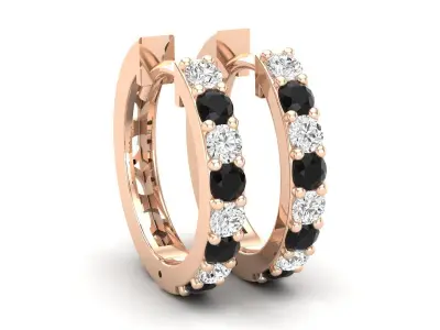 AV 597 Round Diamond Ladies Hoop Earrings 3D print model
