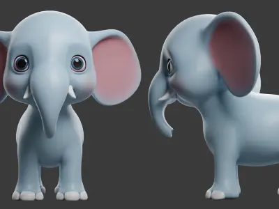 Elephant Toony  Low-poly 3D model