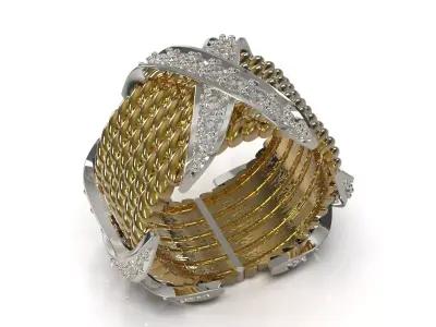 Luxury Texture and Gemstone Design stl 3d ring model jr00005 3D print model