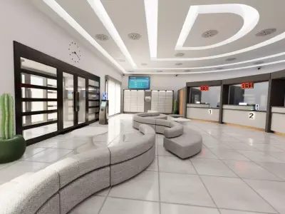 Post Office Interior V3 - Fully Equipped Commercial Environment Low-poly 3D model
