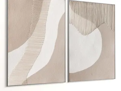 Plaster Two Photo Frame 344 Low-poly 3D model