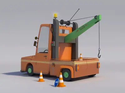  3d Evakuator car Low-poly 3D model