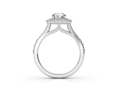 aj-032 diamond halo engagement ring 3D print model