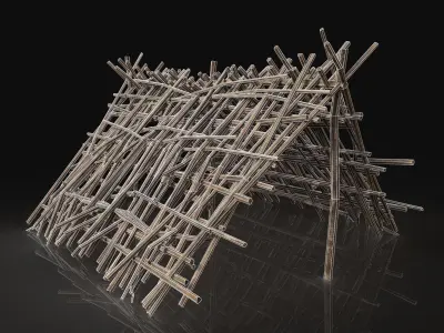Next Gen AAA Shelter Hut made of sticks Low-poly 3D model