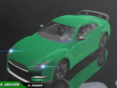 Low-poly Racing Spoiler Car 3D Model Low-poly 3D model