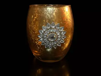 Luxury Golden Candle Holder  Crystal Sunburst Votive 3D model