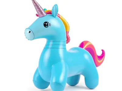 Blue Inflatable Unicorn model pack Low-poly 3D model