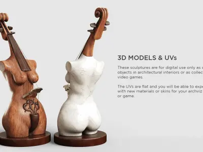 Music Girl Sculpture Low-poly 3D model