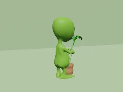 Cute Alien Vase Pot - Miniature - STL Printable 3D print model