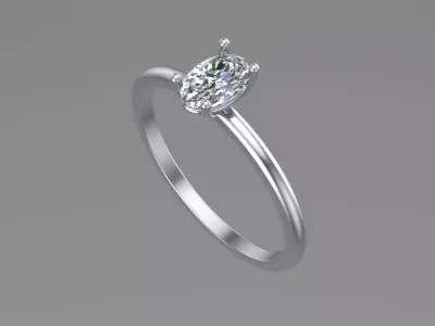 Oval Solitaire Ring Printable model 3dmodel  3D print model