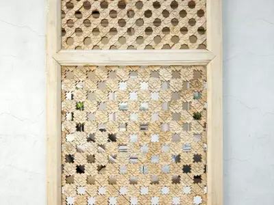 19th Century Moorish Star Carved Window Mirror 3D model