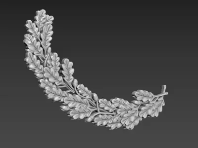 Oak branch relief 3D model
