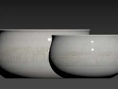 White Ribbed Vase 3D model