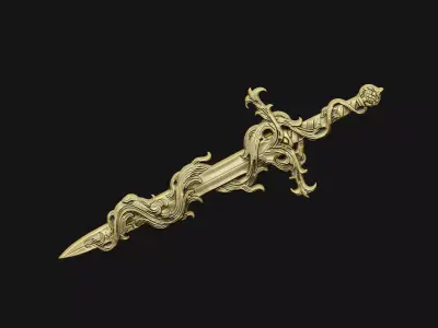 sword relic art art-cnc milling majestic textured wood-engraved 3D print model