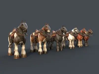Stylized Horse Low-poly 3D model purchase