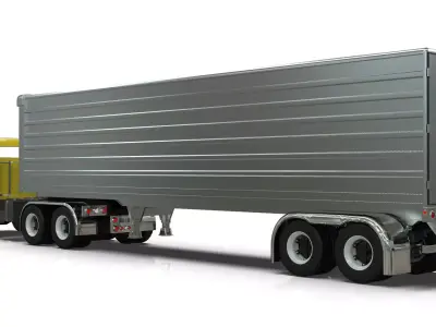 Vintage COE Tandem Axle Semi Truck with Aluminum Box Trailer 3D model