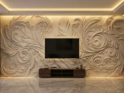 modern panel wall decor set relief stl mural CNC 280 3D model
