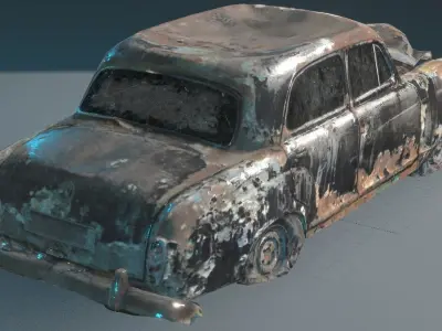 Old Rusty Car 3d model  Low-poly 3D model
