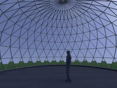 Geodesic dome like structure with triangulated structure Low-poly 3D model