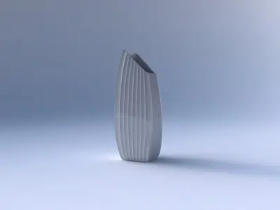 Vase bent rectangle with extruded vertical lines 3D print model