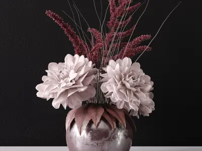 Bouquet of dahlias in a vase 3D model