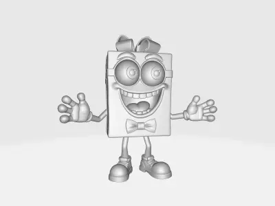 Cute 3D Gift Box Character Fun Cartoon Style Figurine 3D print model