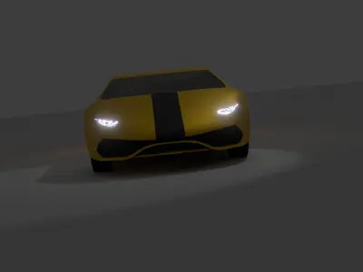 yellow car low poly Low-poly 3D model