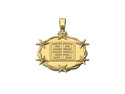 Givenchy greek key barbwire thornes pendant with bail 3D print model