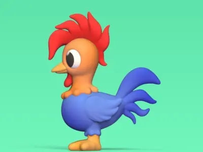 Cartoon Rooster 3D print model
