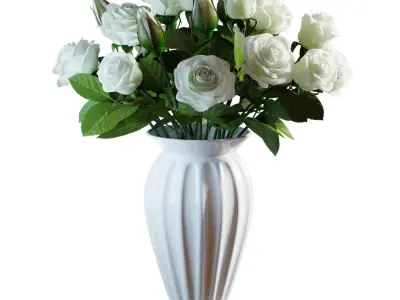Flower Set 04 - White Roses Bouquet 3D model