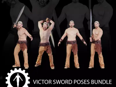 Male Scan - Victor Sword Poses Bundle 3D model