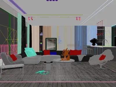 Living Room Interior Scene 3D model purchase
