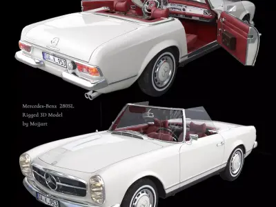 Mercedes benz 280SL Pagoda Rigged Corona 3D model